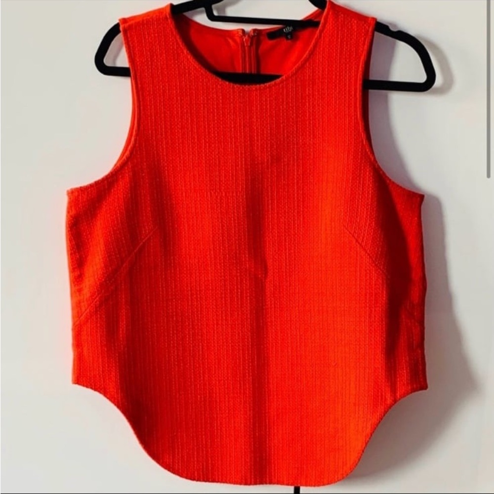 Tibi Bright Red/Orange Sleeveless Women’s Hi/Low Top